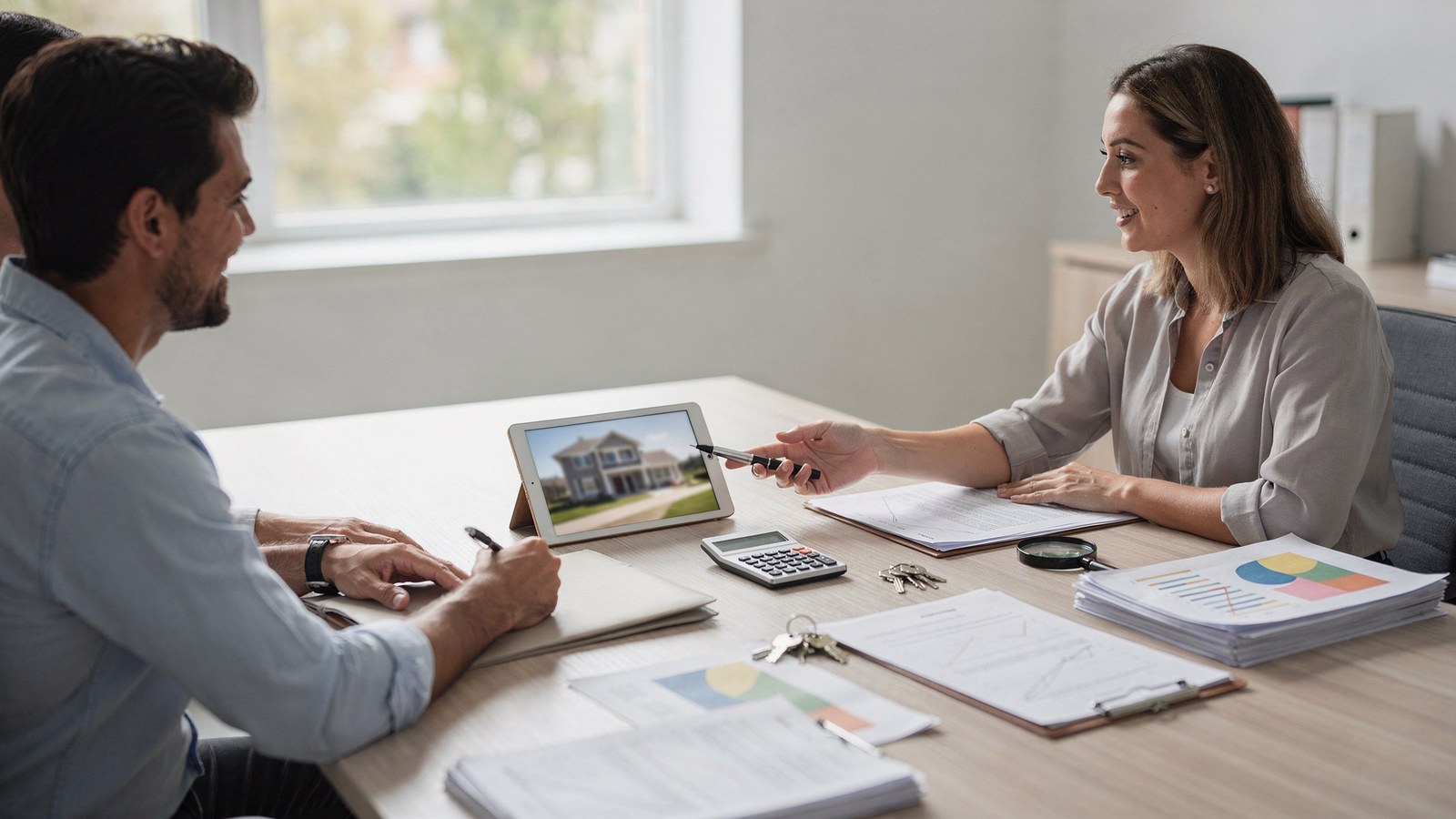 A calm buyer guidance workspace showing inspection, financing, insurance, and closing decision tools.