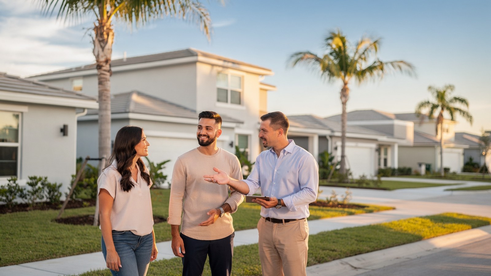 A clean real estate decision workspace with calculators, planning tools, and abstract financial dashboards.