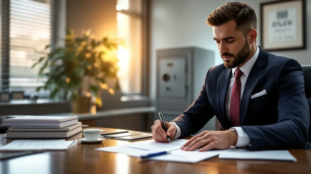 Earnest money escrow Florida — title company escrow officer reviewing escrow documents at South Florida title office