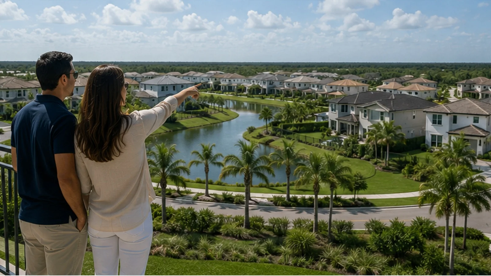 Buyer and advisor comparing distinct homes and neighborhood areas within a larger Palm Beach Gardens development.