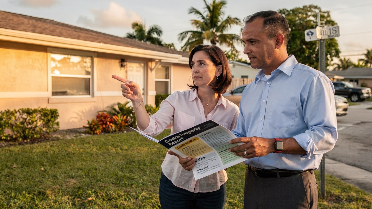 Homebuyers check the exact Goulds-area property before comparing county services and costs.
