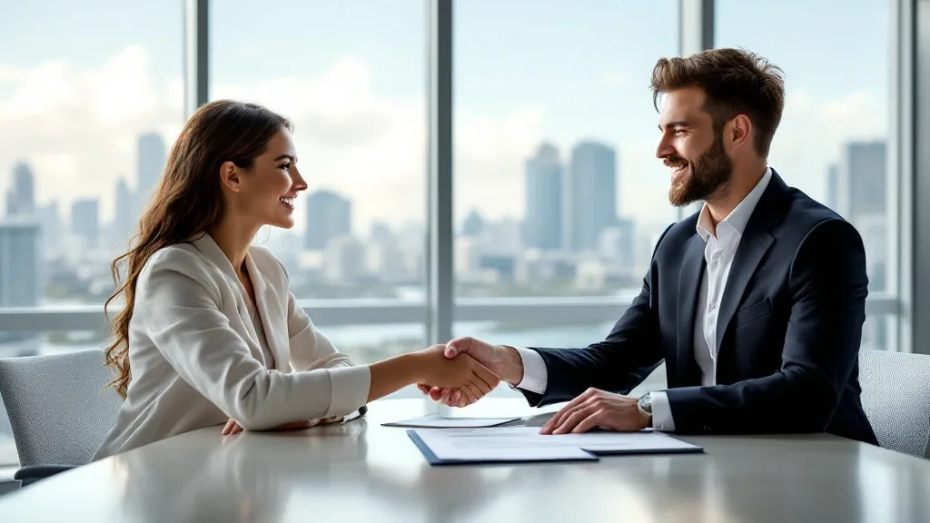 How to buy a home South Florida grant approval — real estate advisor handing couple approval letter with Miami skyline