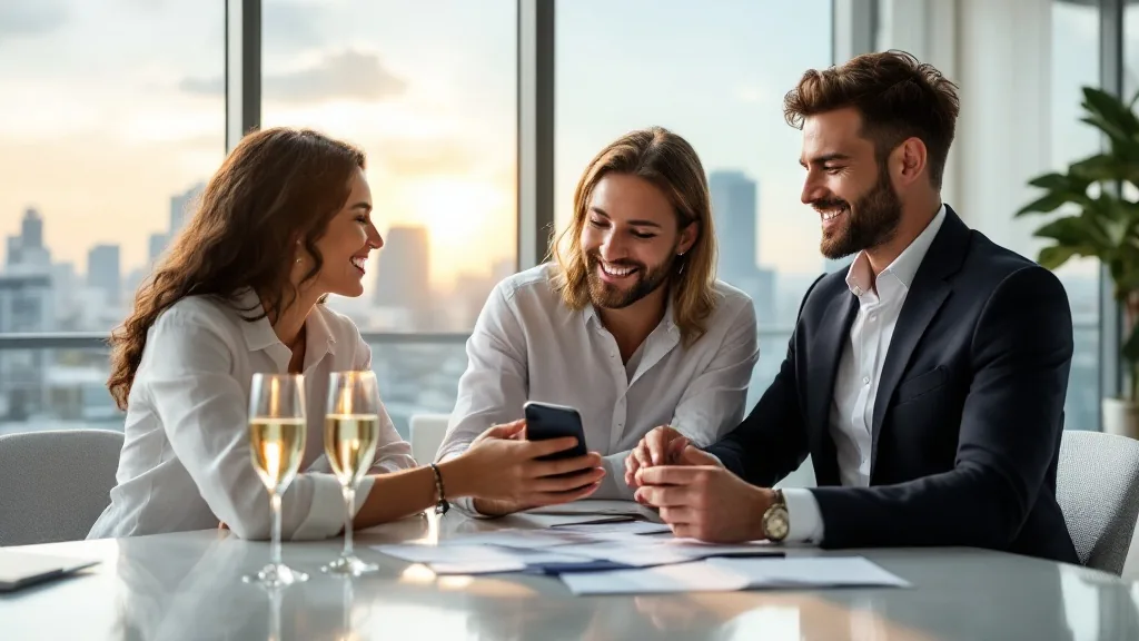 Clear to close celebration South Florida — buyers and real estate advisor reviewing final clear to close approval before closing day