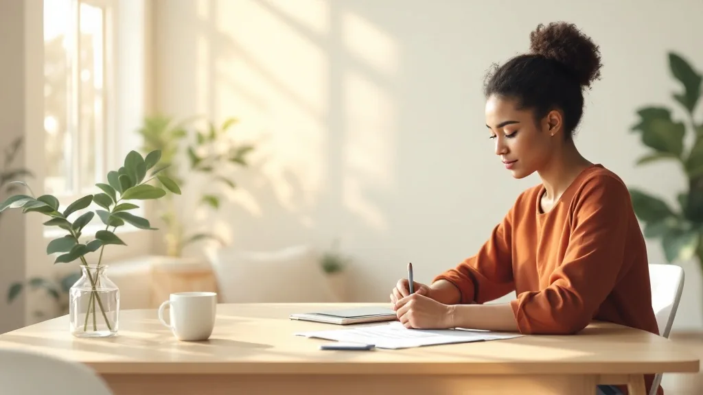 First-time buyer calmly reviewing affordability and personal budget comfort