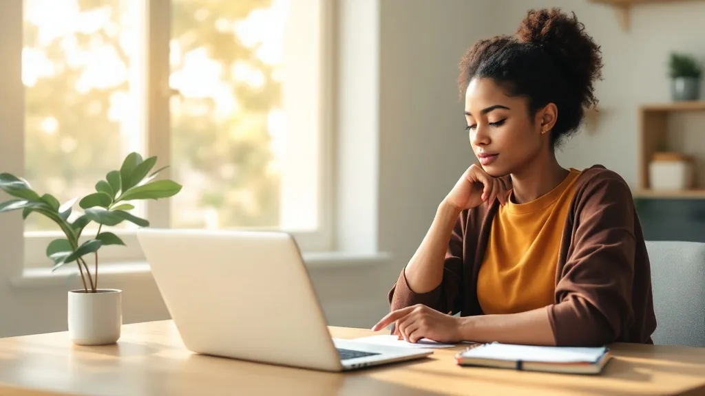 First-time buyer calmly reviewing credit information as part of homebuyer education