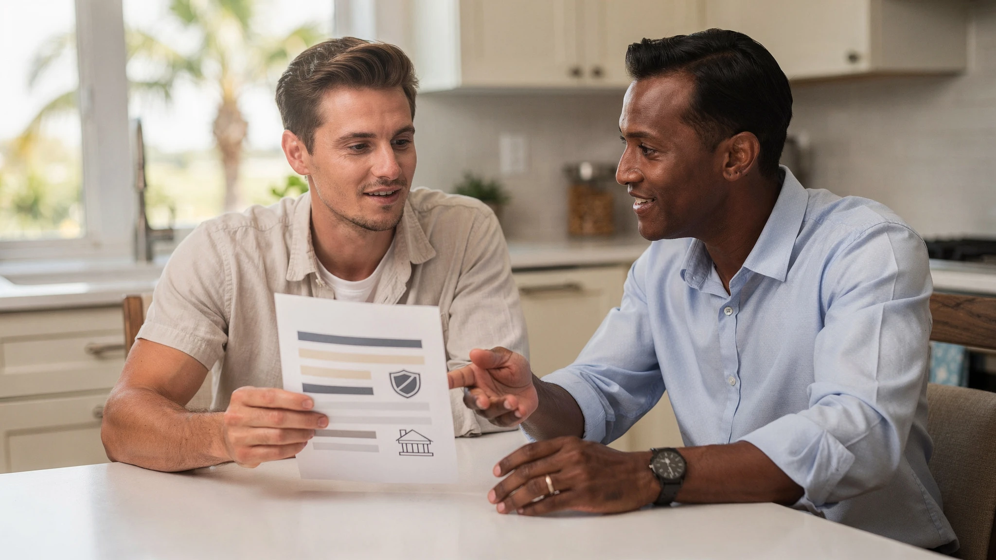 A calm buyer reviewing a payment estimate with a mortgage insurance line item, presented neutrally
