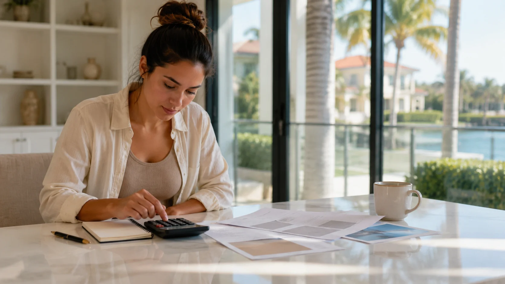 Homebuyer reviewing closing costs and cash needed to close.