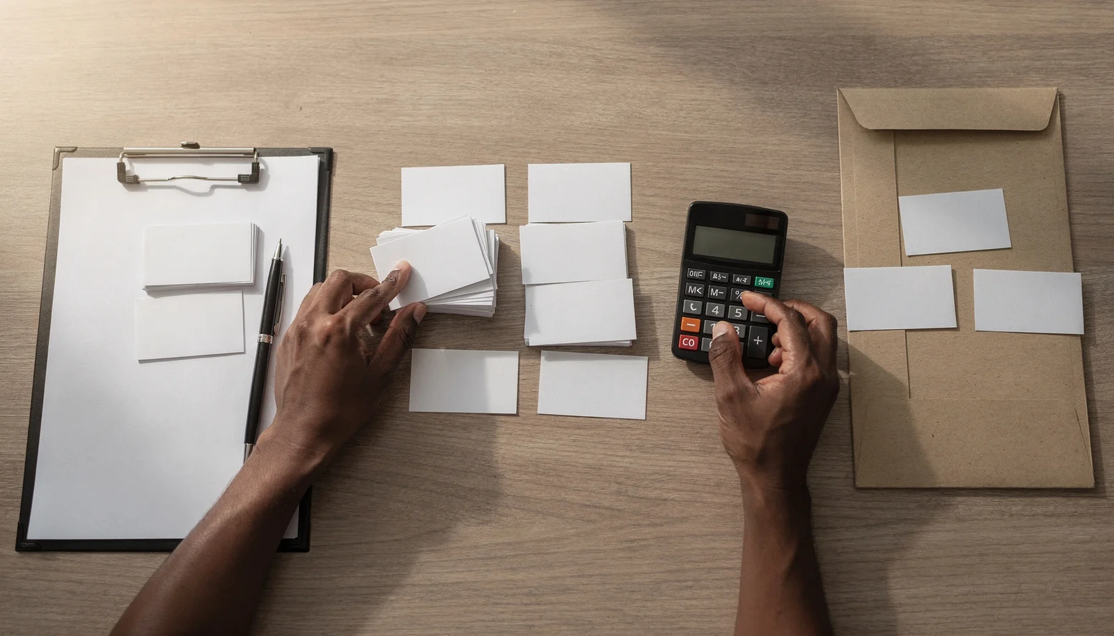 Buyer reviewing final closing numbers with an advisor.