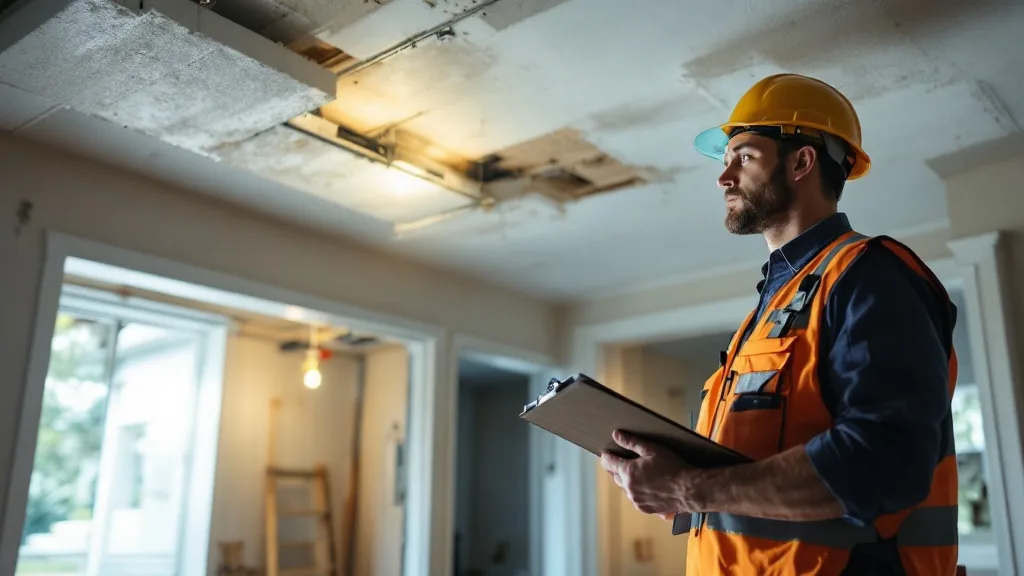 Unpermitted work South Florida — contractor examining illegal garage conversion with substandard ceiling electrical work